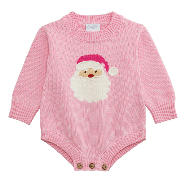 Pink Santa Baby Sweater Bubble | Mud Pie