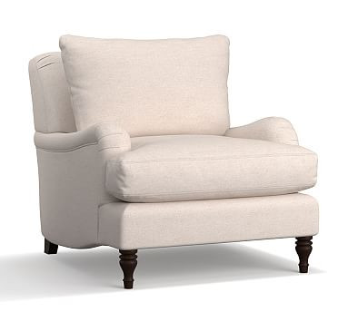 Carlisle Upholstered Armchair, Polyester Wrapped Cushions, Twill Cream | Pottery Barn (US)