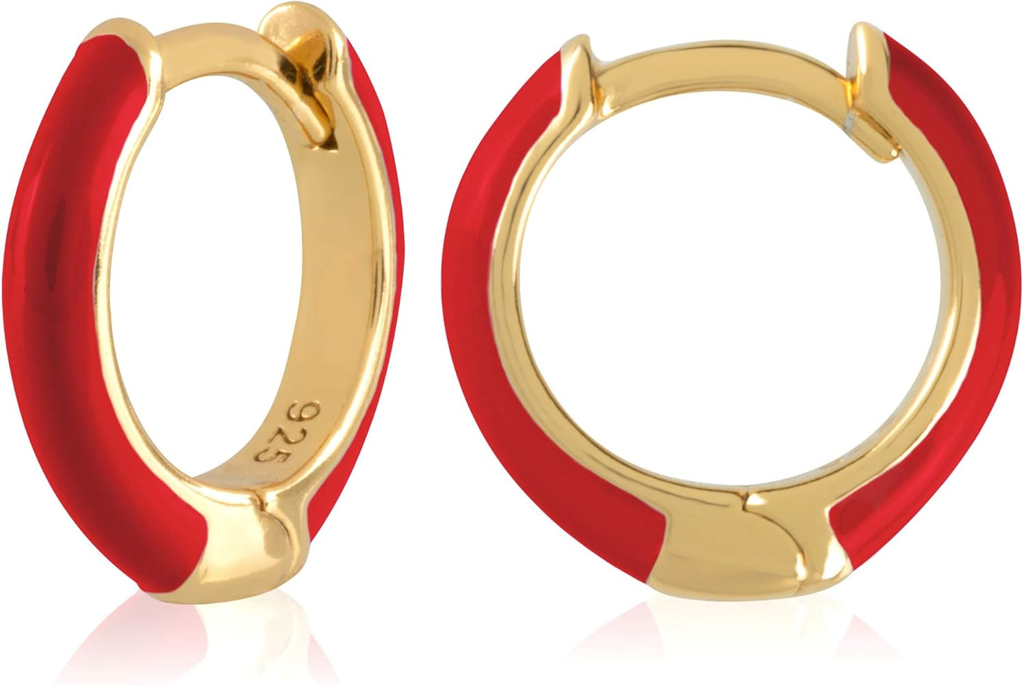 14K Gold Plated Sterling Silver Enamel Color Huggie Hoop Earrings for Women – Wide Range of Vib... | Amazon (US)