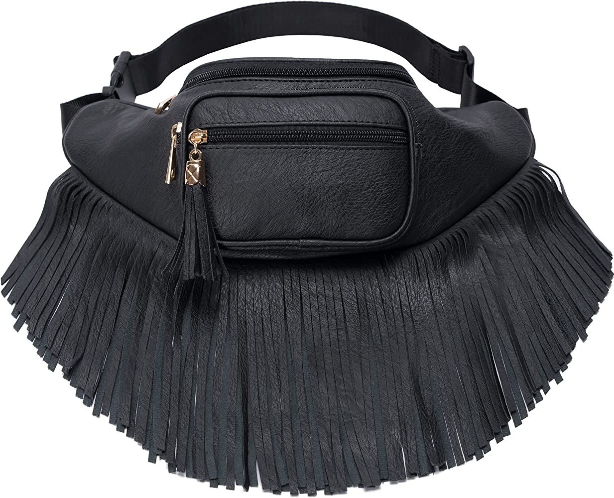 Solene Fringe Waist bag for women with Multi Zipper Pockets | Amazon (US)
