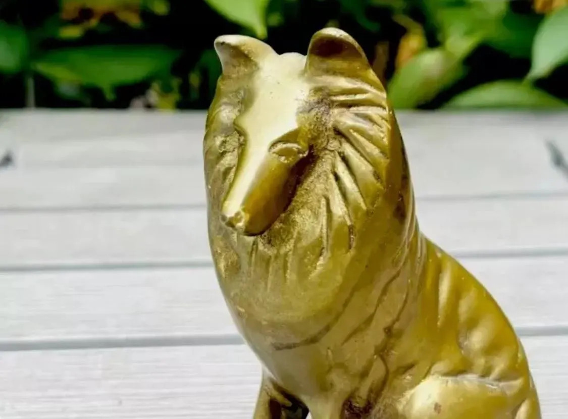 Vintage Solid Brass Collie Dog Figurine: Rough Collie Sculpture | Etsy (Global)