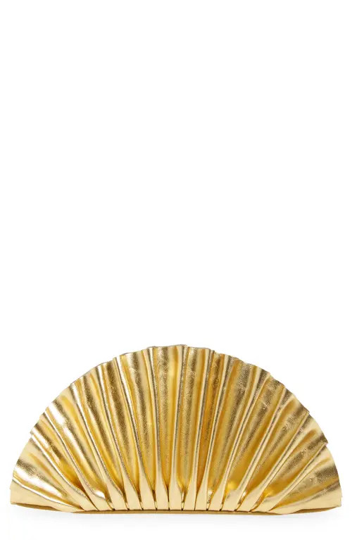 Cult Gaia Mini Nala Metallic Leather Fan Clutch in Gold at Nordstrom | Nordstrom