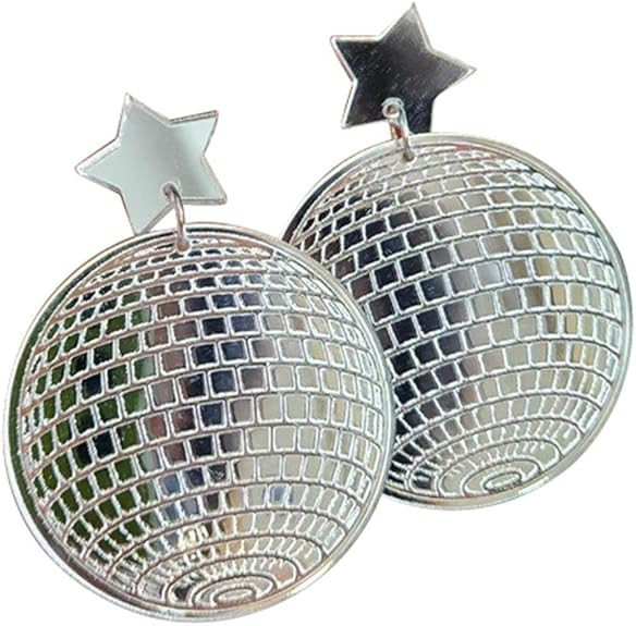 Disco Ball Earrings 24mm 70'S Disco Punk Earrings for Women Jewelry | Amazon (US)