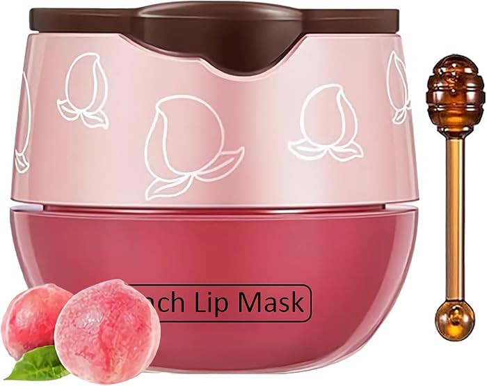 TIRDET 1 PCS Bee Lip Balm Honey Pot, Exfoliating Peach Sleeping Lip Mask Overnight with Sticks, P... | Amazon (US)