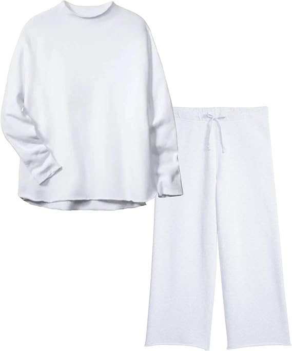 HangNiFang Womens Slouchy Lounge Sets 2 Piece Outfits Long Sleeve Pullover Sweatsuits Set with Po... | Amazon (US)