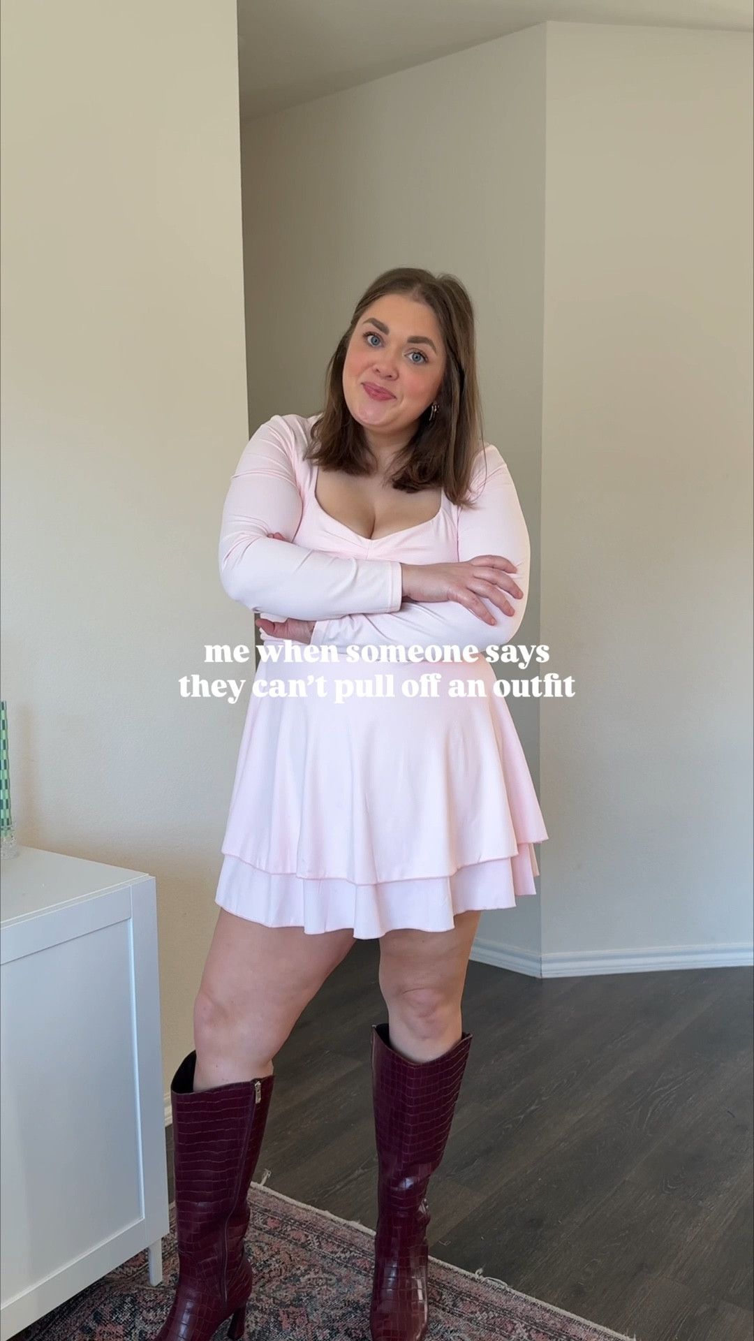 Plus size Valentine’s Day outfit wearing xl in dress. Wide calf boots are on sale 

#LTKValentine #LTKPlusSize #LTKSaleAlert
