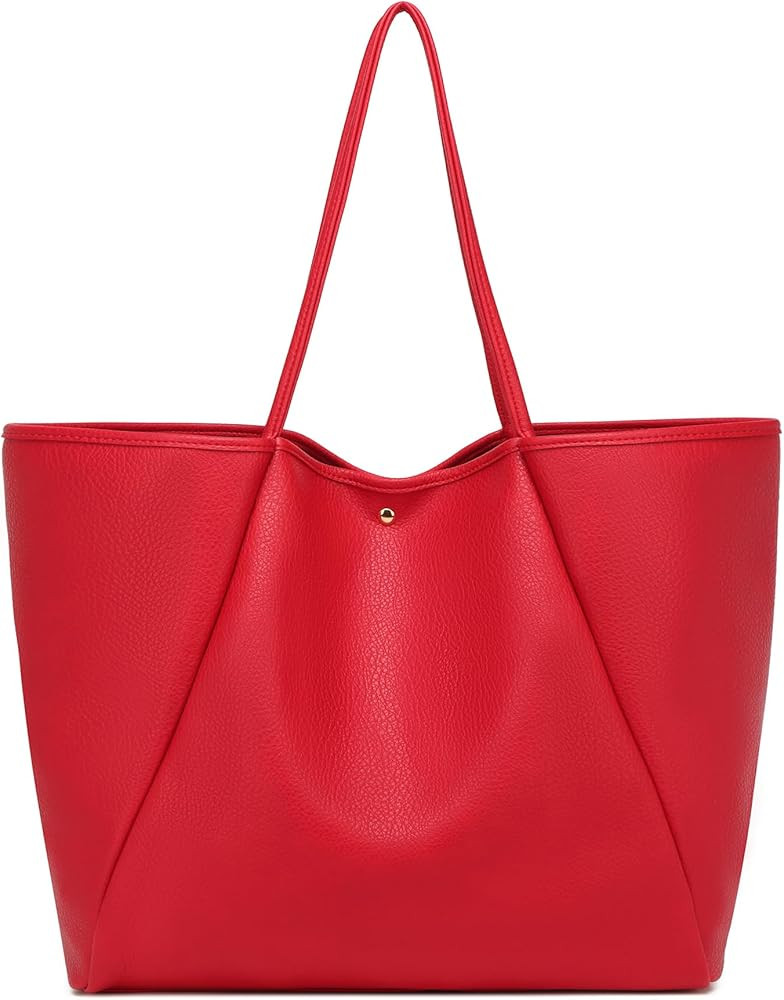 Dreubea Large Leather Tote Bag for Women - Big Work Bag, Spacious Minimalist Handbag, Tote Handba... | Amazon (US)