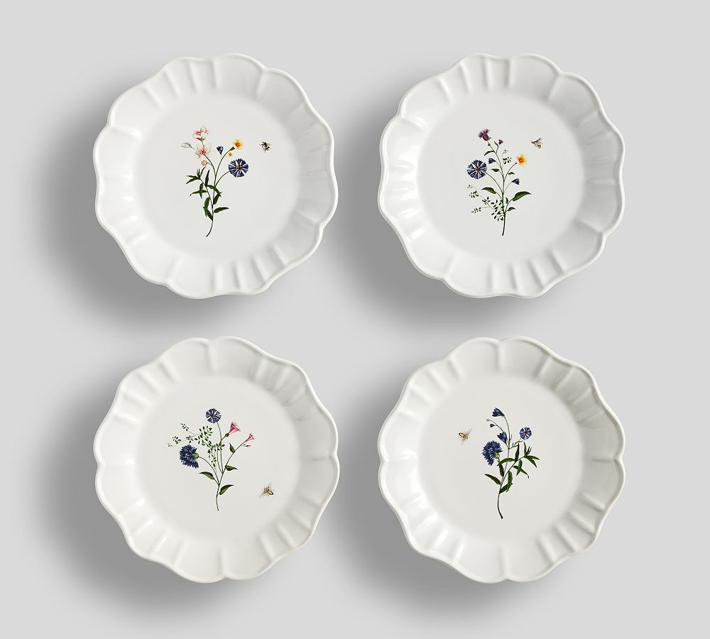 Monique Lhuillier Juliana Floral Stoneware Salad Plates - Set of 4 | Pottery Barn (US)