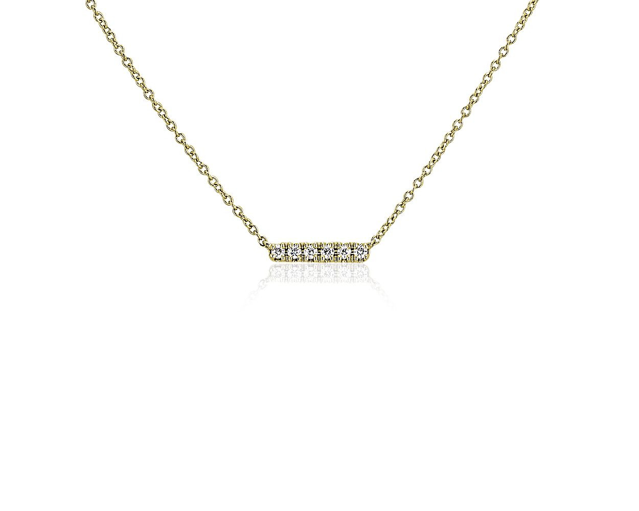 Mini Diamond Bar Necklace in 14k Yellow Gold | Blue Nile