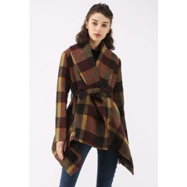 Prairie Check Rabato Coat in Plum | Chicwish