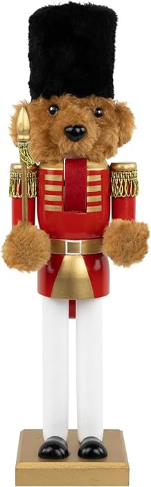 Northlight 14" Red and Gold Plush Teddy Bear Soldier Christmas Nutcracker | Amazon (US)