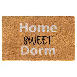 Welcome Home Sweet Dorm White 18 in. x 30 in. Coir Non-Slip Outdoor Door Mat DM10001 - The Home D... | The Home Depot