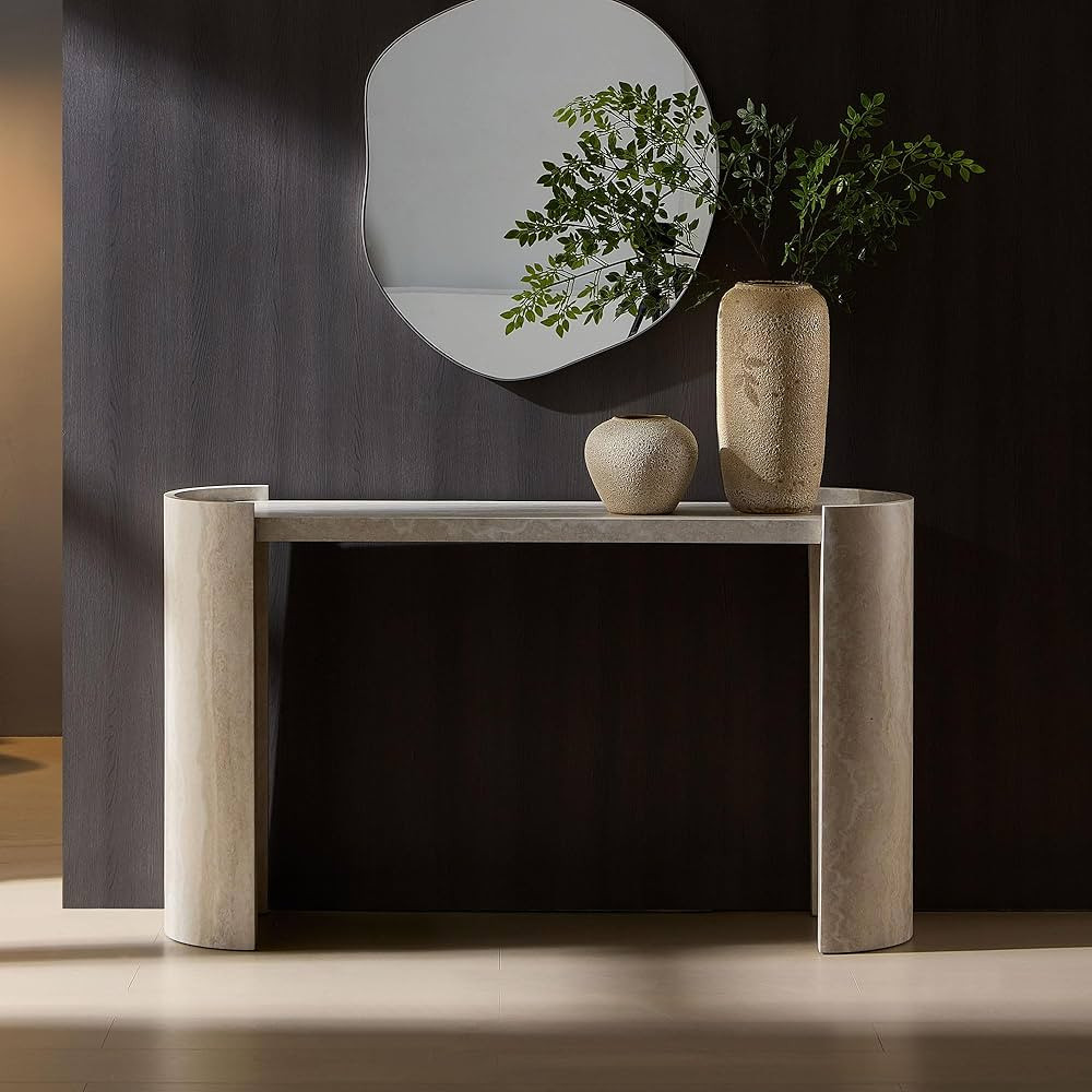 WILLIAMSPACE 53.13" Curved Console Table with Faux Mars Marble Pattern, Modern Wooden Hallway Tab... | Amazon (US)