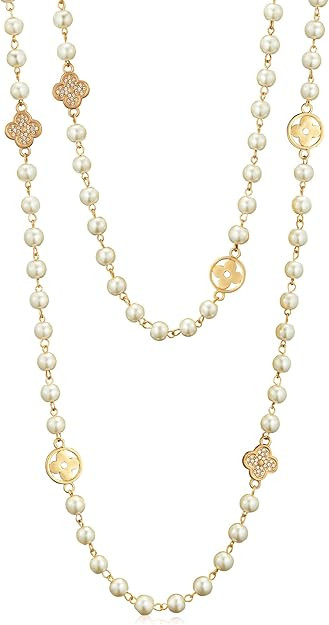 IDOKAWA 8MM Round Simulated Shell Pearl Strand Layered Necklace for Women, Dainty Multiple Strand... | Amazon (US)