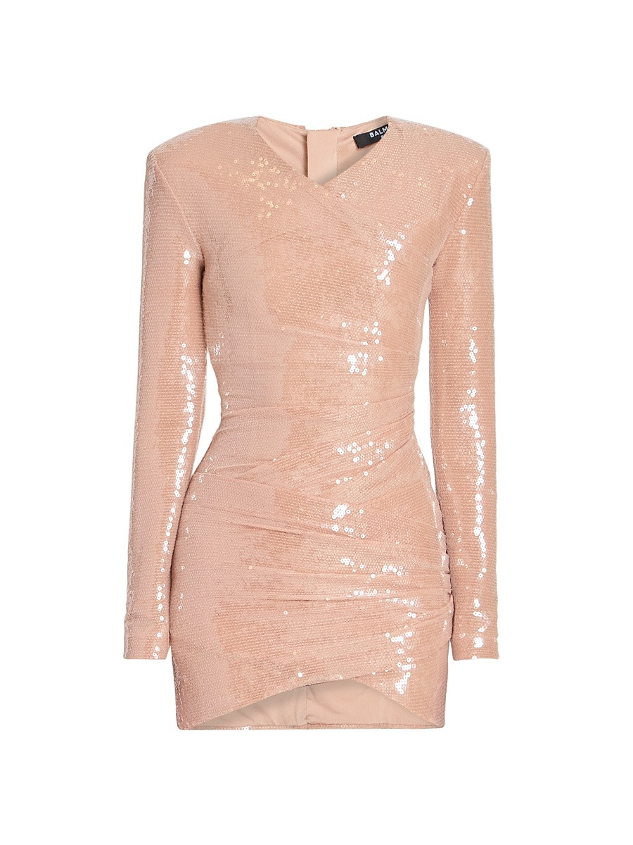 Women's Sequined Draped Minidress - Rose Pale - Size 4 | Saks Fifth Avenue