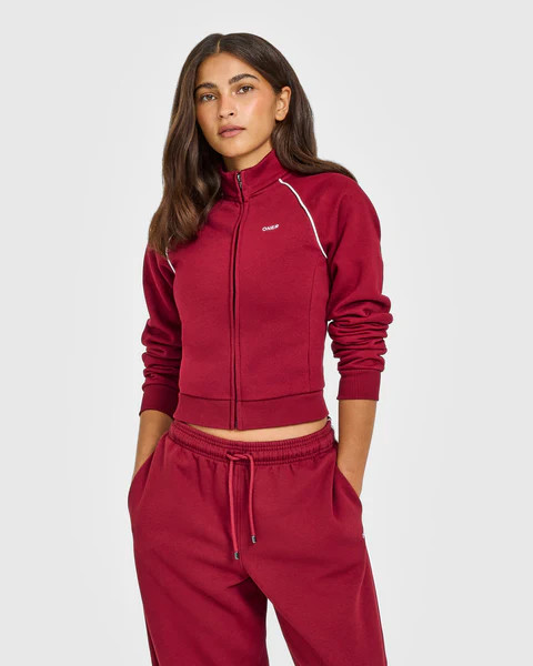 Jersey Tracksuit Zip Through Jacket 
 Ruby Red | Oner Active (UK / US)