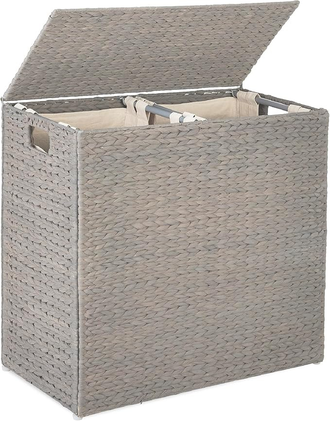 Best Choice Products Large Double Laundry Hamper with Lid, Natural Handwoven Water Hyacinth, 2 Se... | Amazon (US)