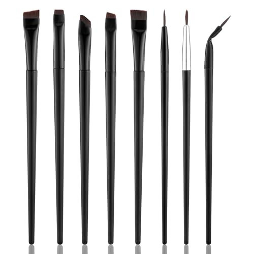 Eyeliner Brush Set, 8 Pcs Angled Flat Gel Eyebrow Brush Precision Fine Point Eyeliner Brushes Ultra Thin Slanted Eye Makeup Brushes Professional Makeup Tools for Women Girls Cosmetic Applicators | Amazon (US)