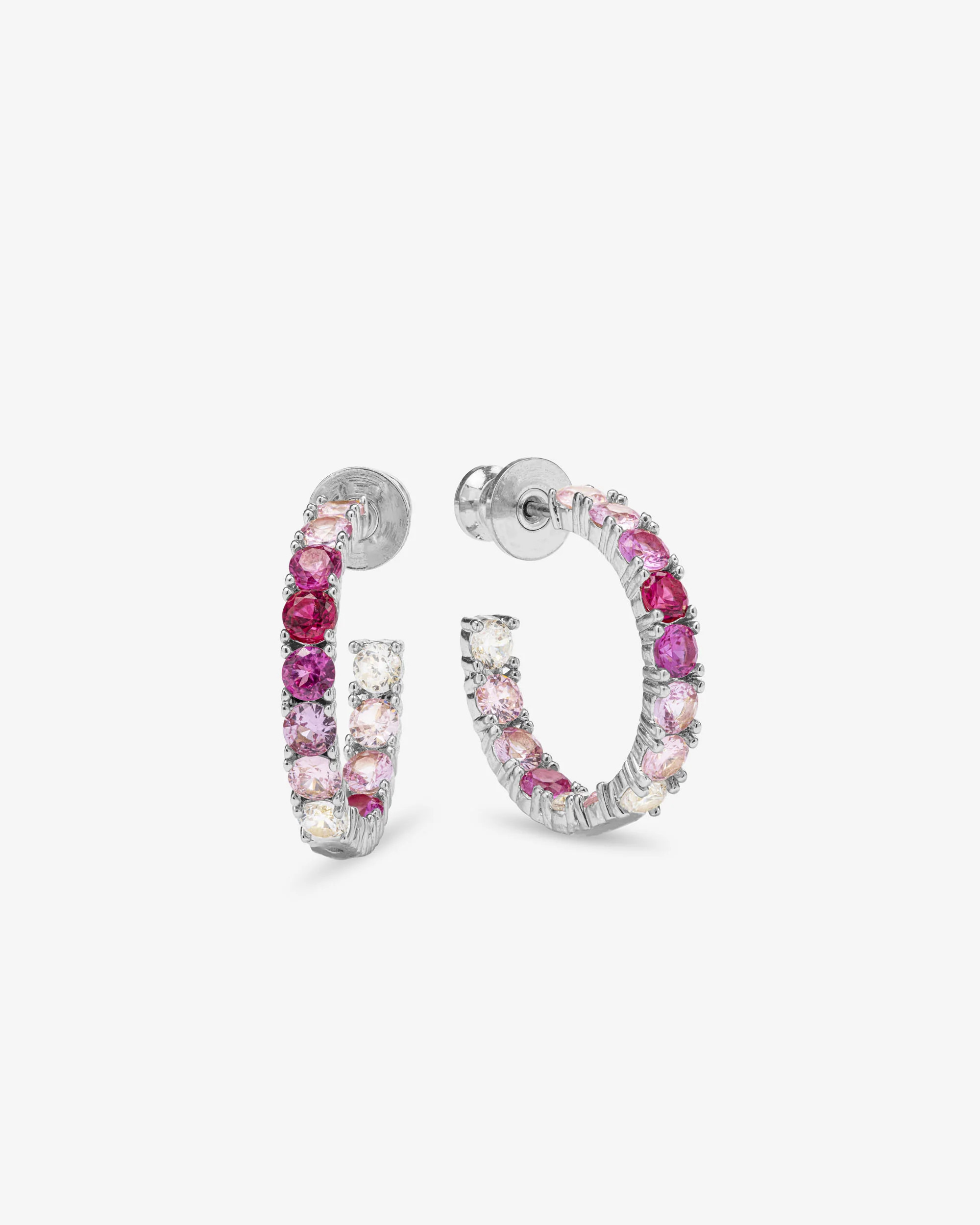 Heiress Ombré Hoops .75"" - Silver|Pink Sapphire Ombré | Melinda Maria Jewelry