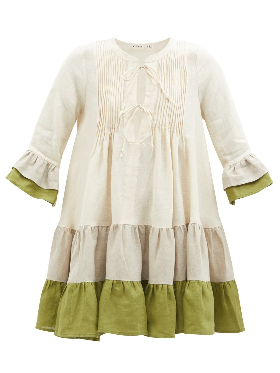 Nina organic-linen tiered mini dress | Matches (US)