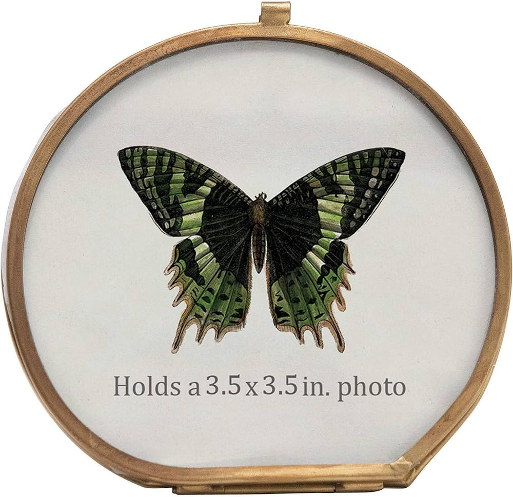 Creative Co-Op Brass & Glass (Holds 3-1/2" Round Photo) Frame | Amazon (US)
