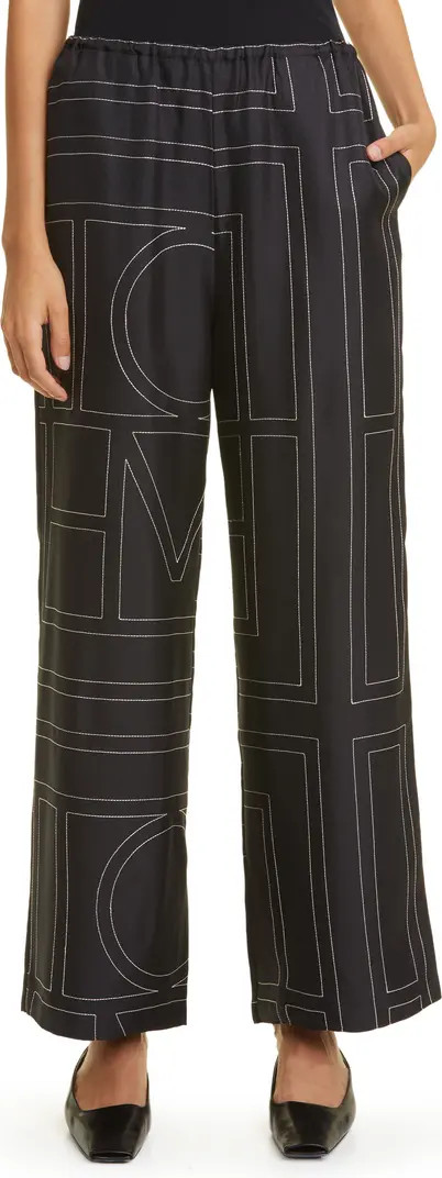 Monogram Silk Pajama Bottoms | Nordstrom