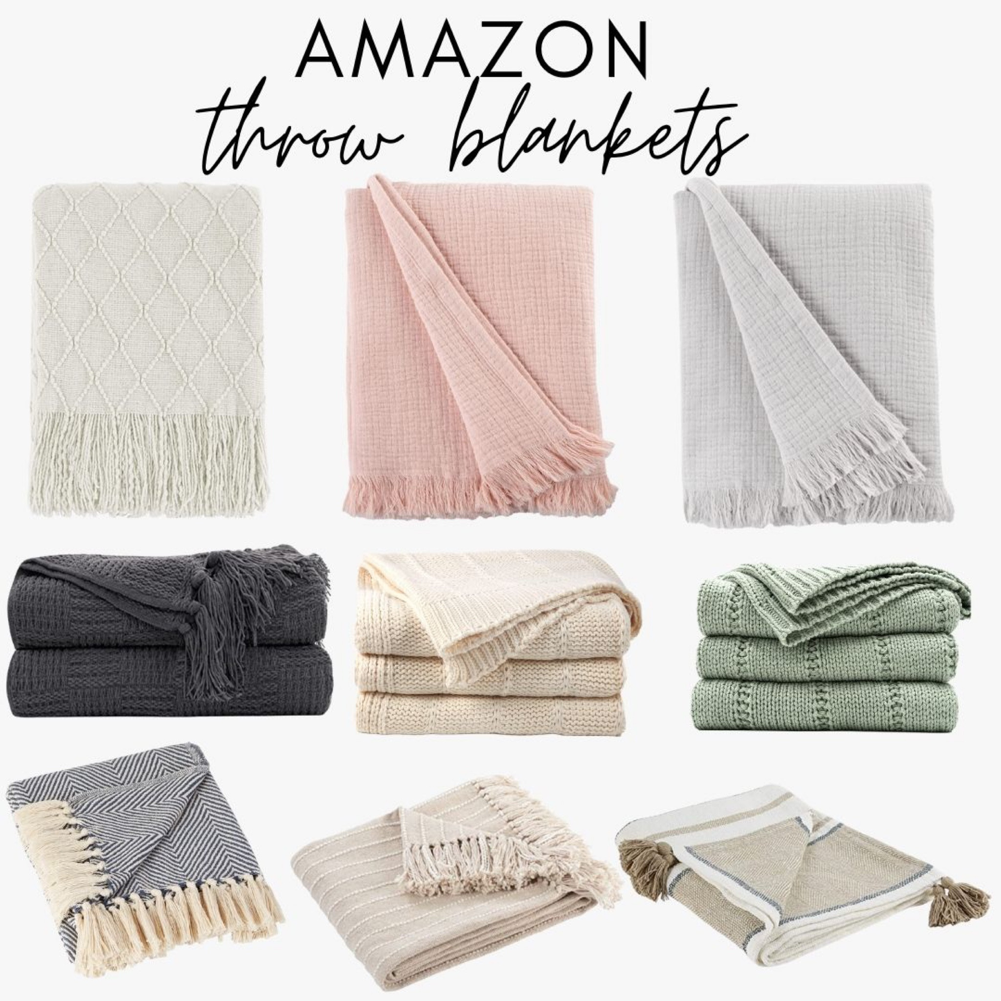 Amazon Spring Throws
Pink throw 
Neutral throw 
Green throw 
Blue throw 

#LTKFind #LTKhome