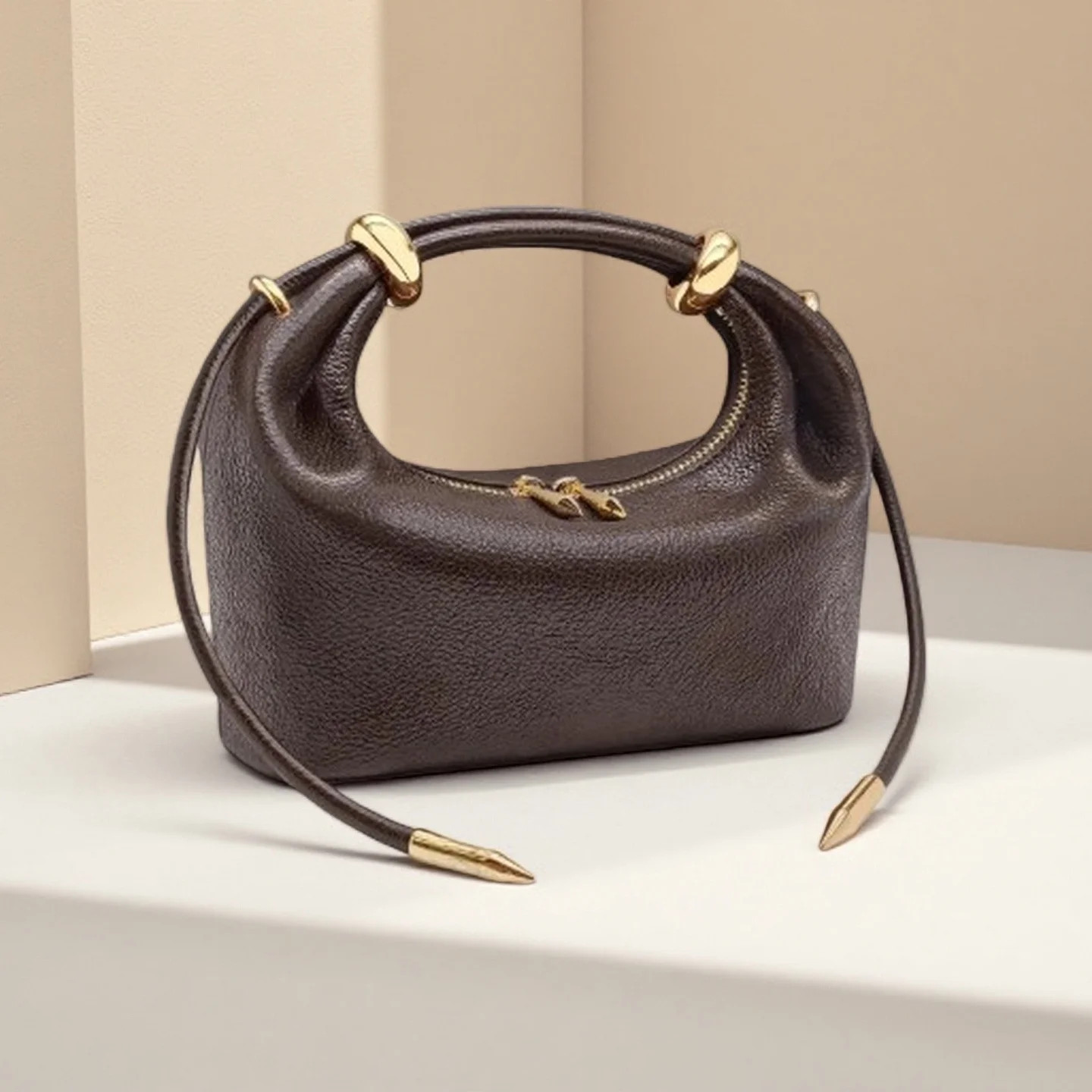 New Women's Simple Underarm Bucket Handbag Asymmetric Metal Handheld Bag Fashionable Versatile Co... | Walmart (US)