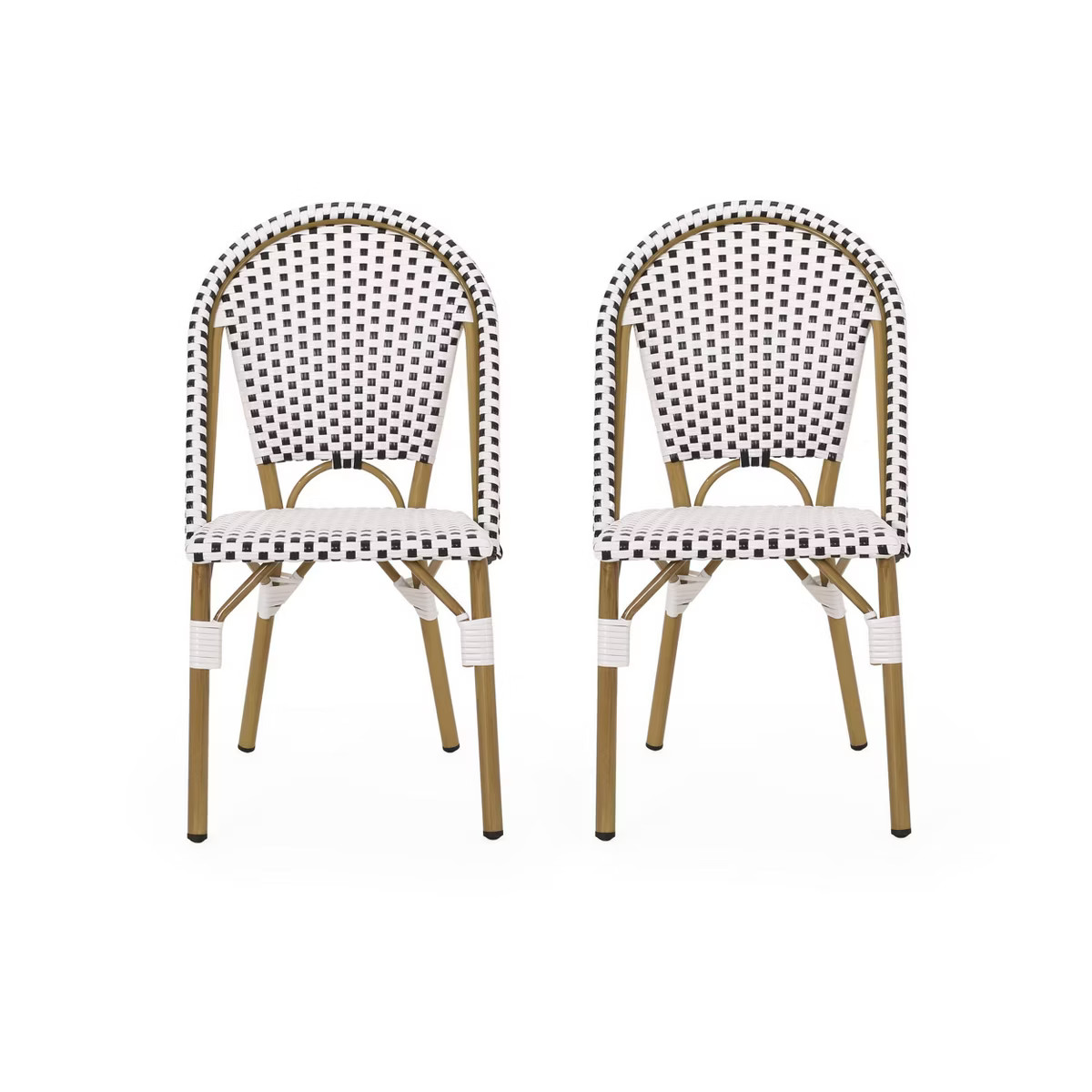 Elize 2pk Outdoor French Bistro Chairs: Rust-Resistant Aluminum & PE Rattan - Christopher Knight ... | Target