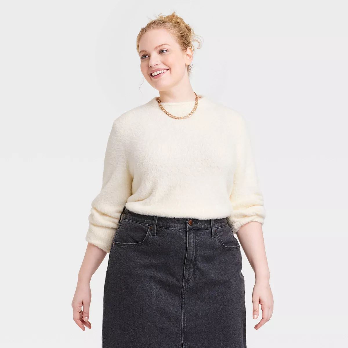 Women's Fuzzy Mock Turtleneck Pullover Sweater - Universal Thread™ | Target