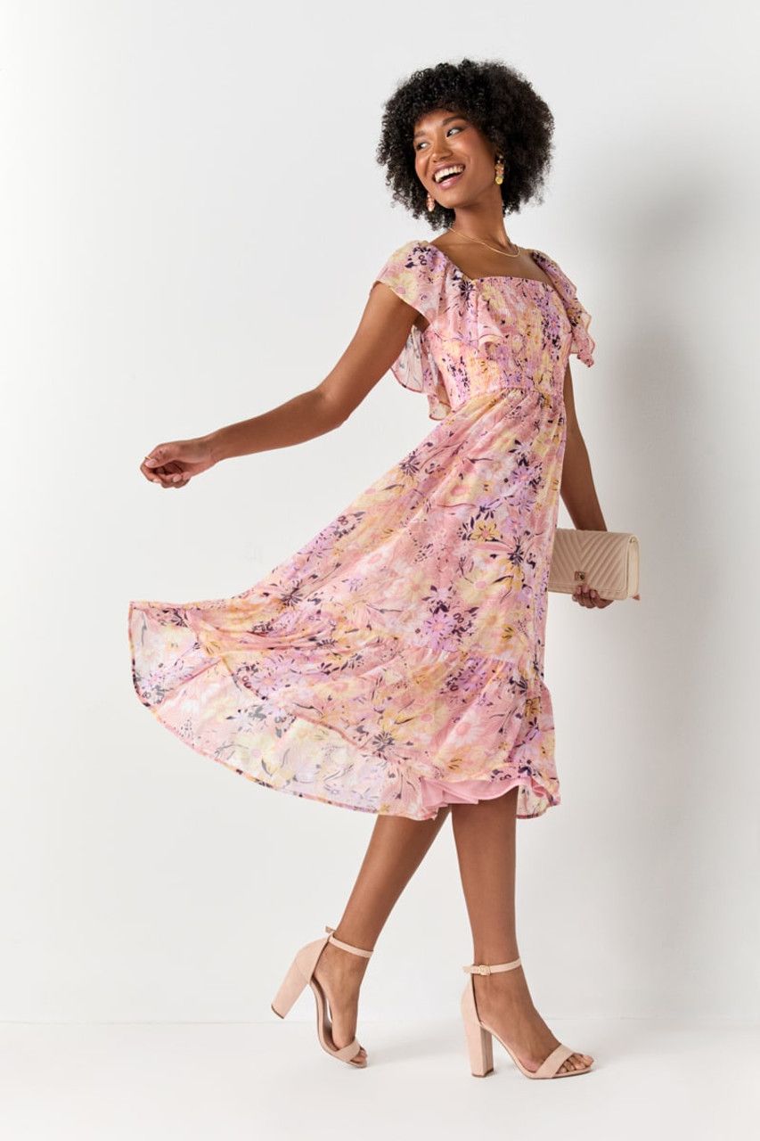 Jessa Abstract Print Midi Dress | Francesca's