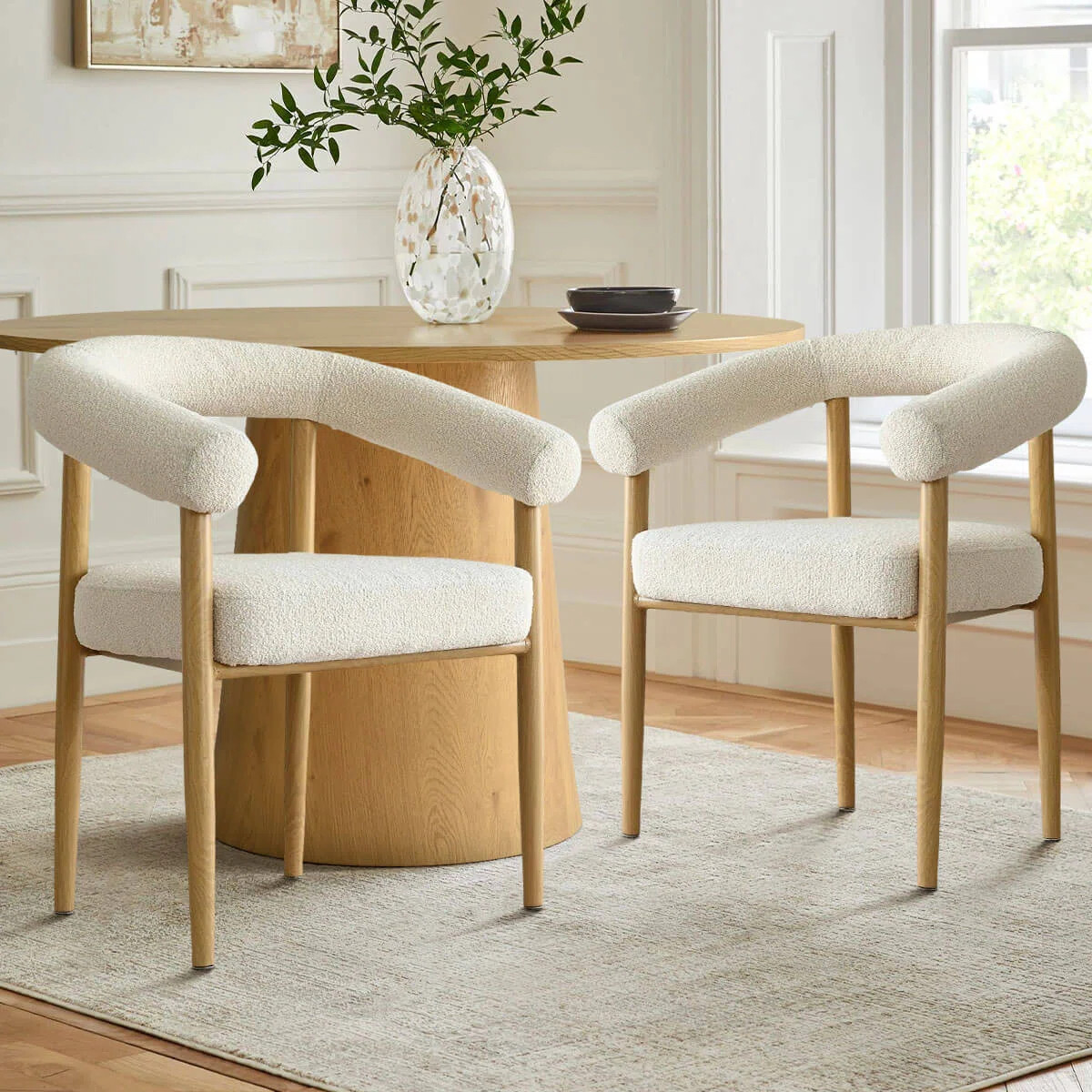 Solaze Set of 2 Beige Dining Chairs with Arm | Wayfair North America