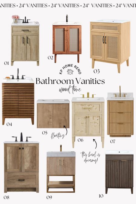 Wood tone 24” wide bathroom vanities in every style! 

#LTKHome
