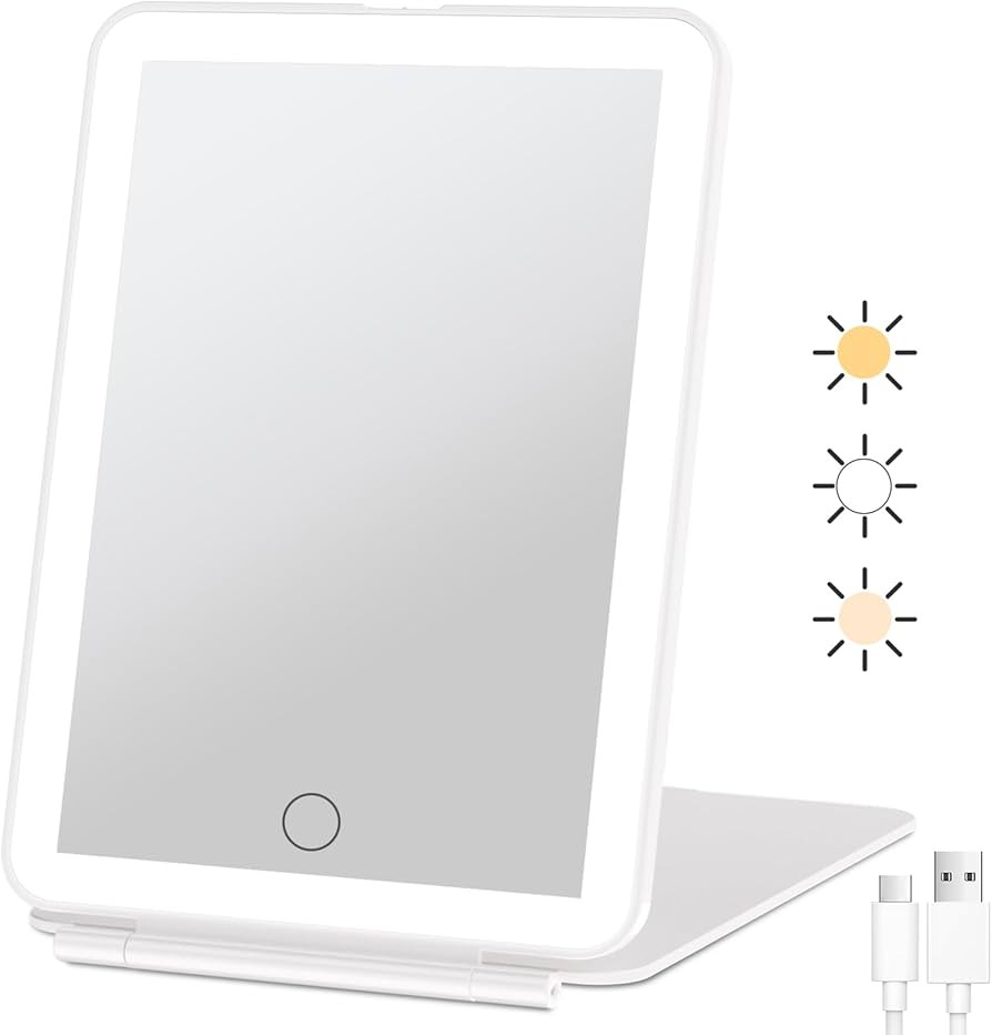 FUNTOUCH Rechargeable Travel Makeup Vanity Mirror with Lights, 2000mAh, Portable Lighted Makeup B... | Amazon (UK)