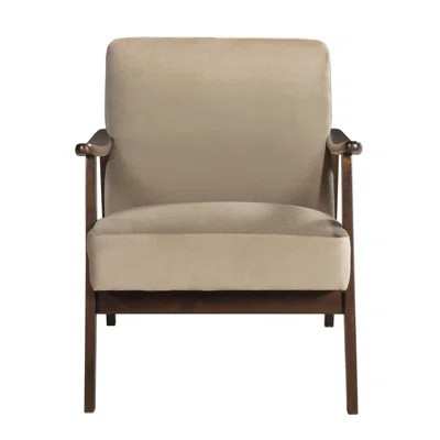 Brown Velvet Mid-century Modern Swivel Chair, Dark Walnut Finish Solid Wood Base, Foam Cushions For Convenience Style Accent Frame, A Chic Appeal | Wayfair North America