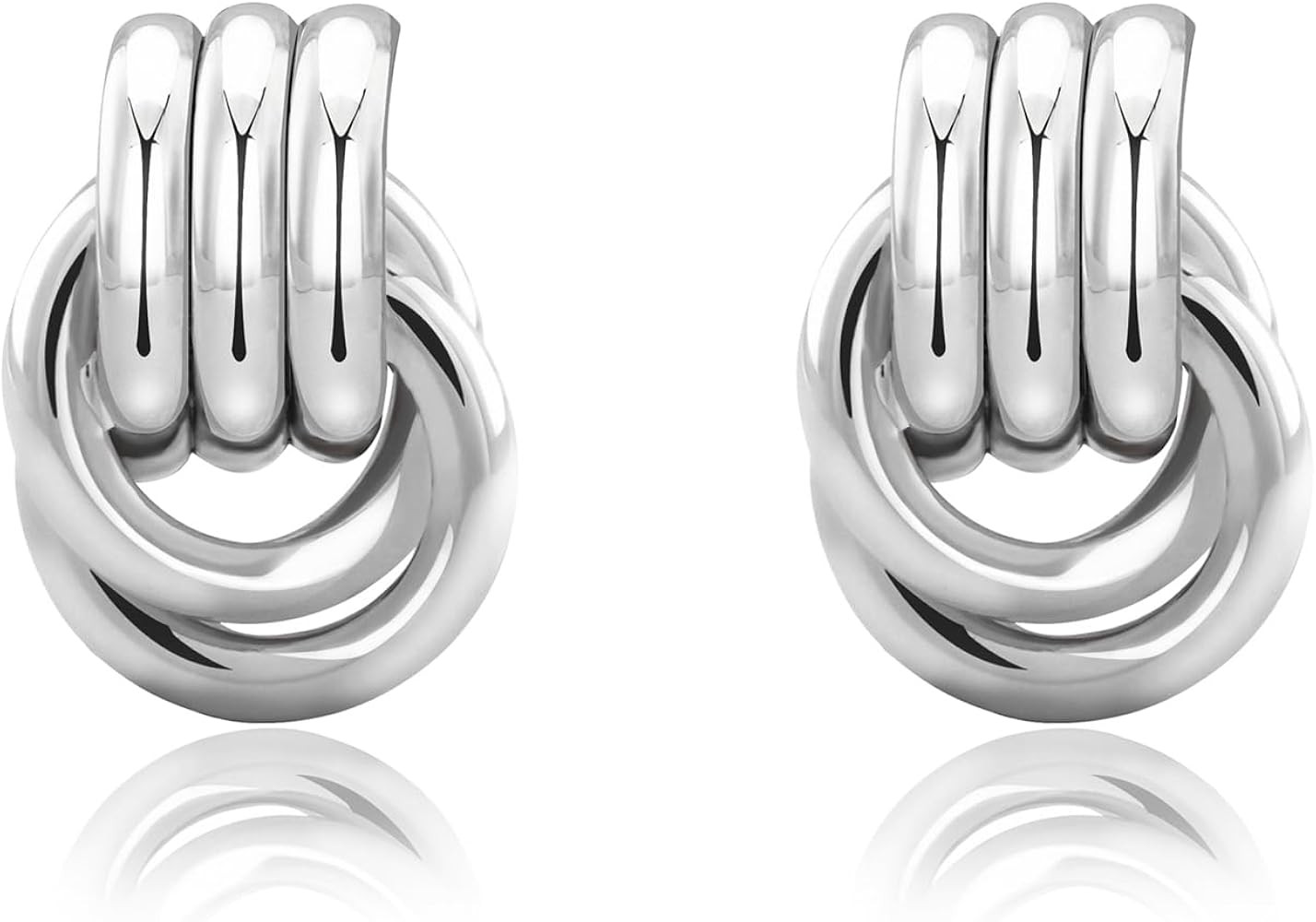 Chunky Small Knot Earrings Gold Silver Geometric Earrings for Women Dainty Gold and Silver Plated... | Amazon (US)