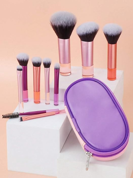 10PCS Portable Makeup Brush Set,with Nylon Bristles for Foundation Powder Concealers Eye Shadows ... | Amazon (UK)