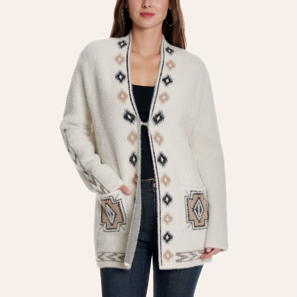 Venario Women's Francis Off White Aztec Print Cardigan | Cavender's