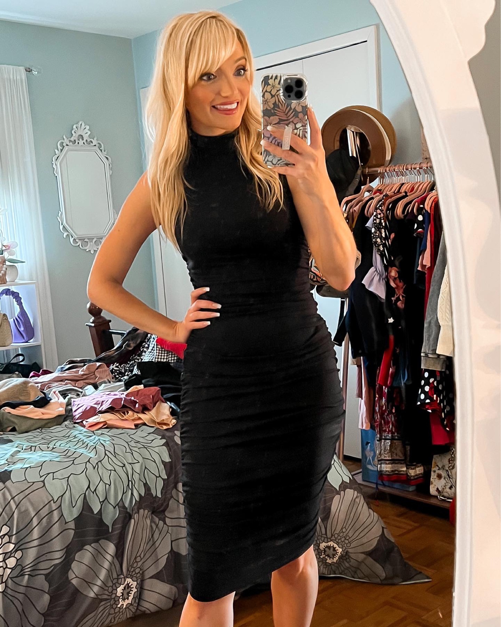 SHEIN black mock neck ruched dress - use promo code 10GS31X8 to save 10% through 8/28 - Amazon Fashion - Amazon Promo Codes - Amazon Deals - office dress - wear to work 

#LTKworkwear #LTKsalealert #LTKunder50