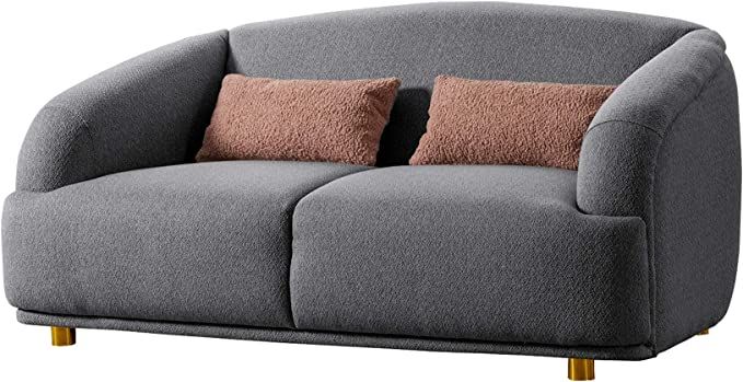 Acanva Modern Barrel Back T-Shaped Seat Cushion Design Living Room Sofa, 69" W Loveseat, Grey | Amazon (US)