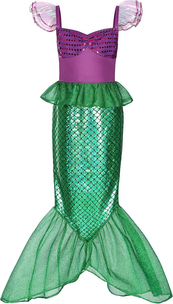 Little Girls Mermaid Costume Princess Dress Up for Halloween Cosplay Birthday Party BQ008M | Amazon (US)