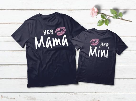 Mom N Daughter Matching Clothes Mama s Mini Mommy and Me Outfit Lips Kiss Mommie and Me Outfits | Etsy (US)