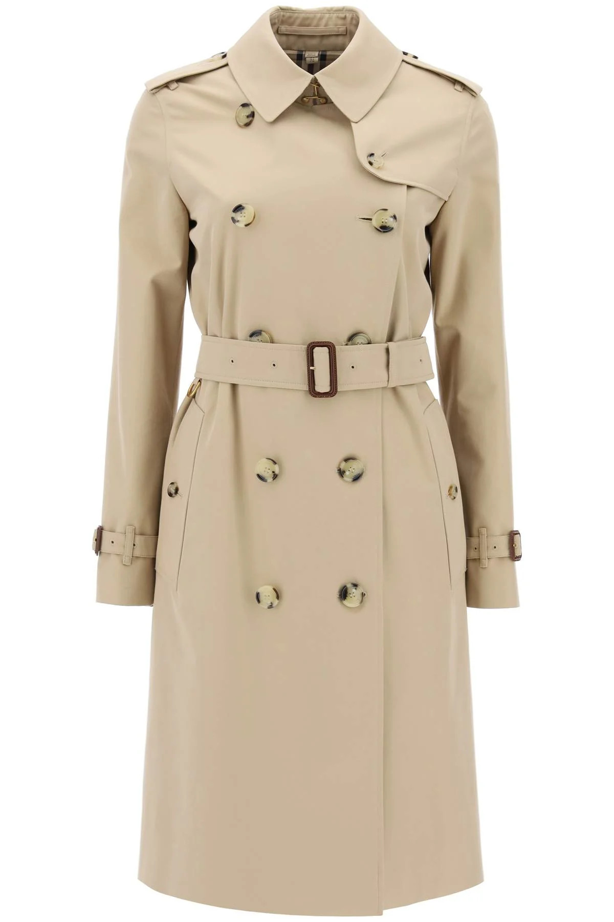 Burberry Women's Mid-Length Kensington Heritage Trench Coat in Beige | Size 8 | 8079414 | LOZURI