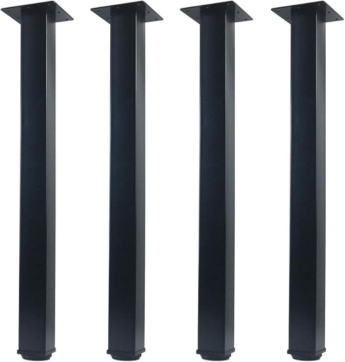 QLLY 20 inch Adjustable Metal Furniture Legs, Square Office Table Furniture Leg, Set of 4 (Black) | Amazon (US)