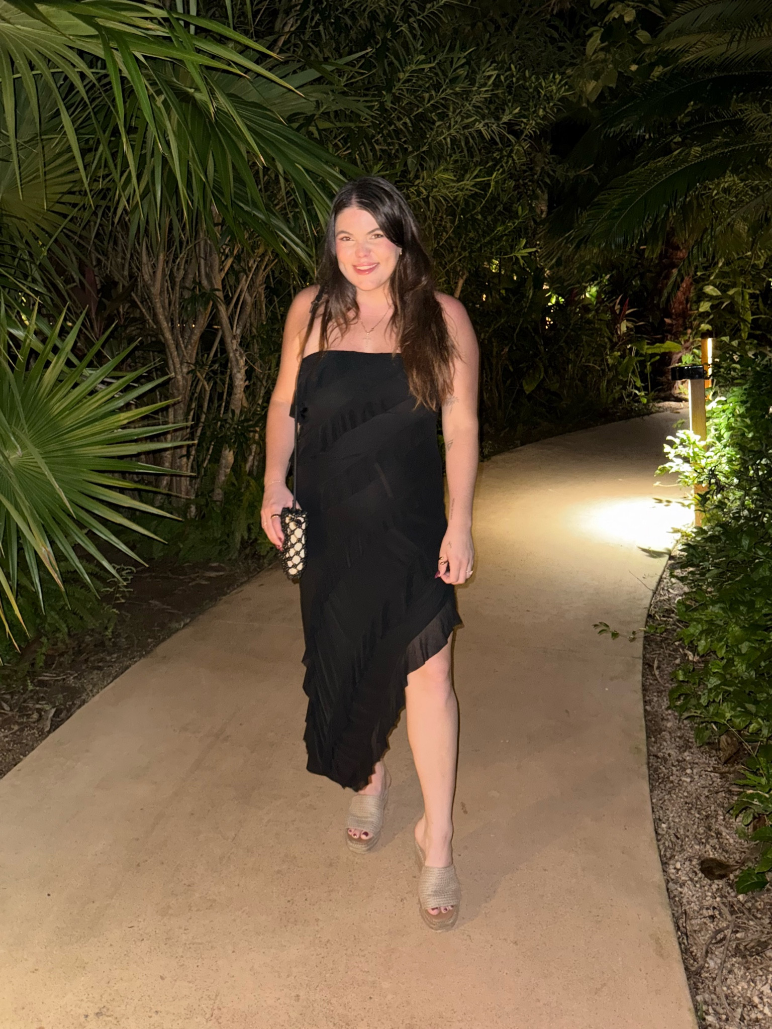 Midsize resort where dinner outfit. Love this strapless dress from Amazon and I also wore it in Florida and Hawaii! XL. THE RUFFLE IN FRONT IS SO FLATTERING ON YOUR TUMMY  

#LTKStyleTip #LTKMidsize #LTKFindsUnder50