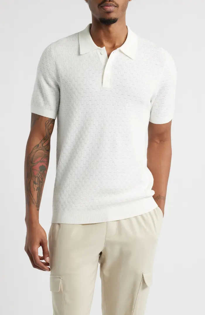 Open Edit Texture Polo Sweater | Nordstrom | Nordstrom