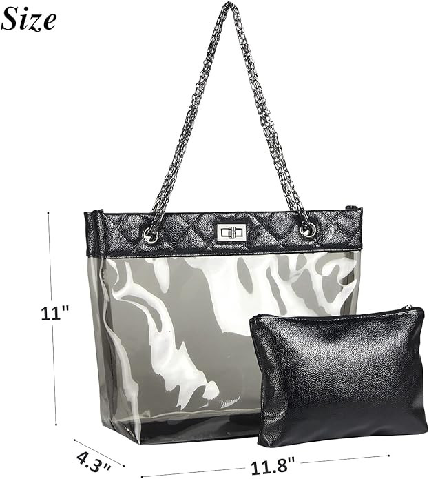 Candy Color 2 in 1 Chain Strap Clear Handbags Transparent Tote Purses for Women | Amazon (US)