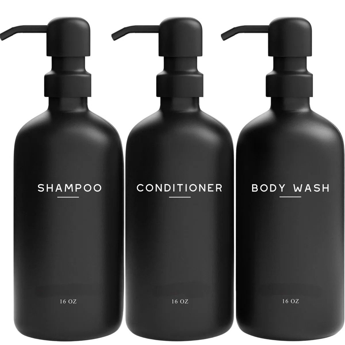 Black Shampoo And Conditioner Dispenser Set- Refillable Plastic Shower Soap Dispensers For Bathro... | Wayfair North America
