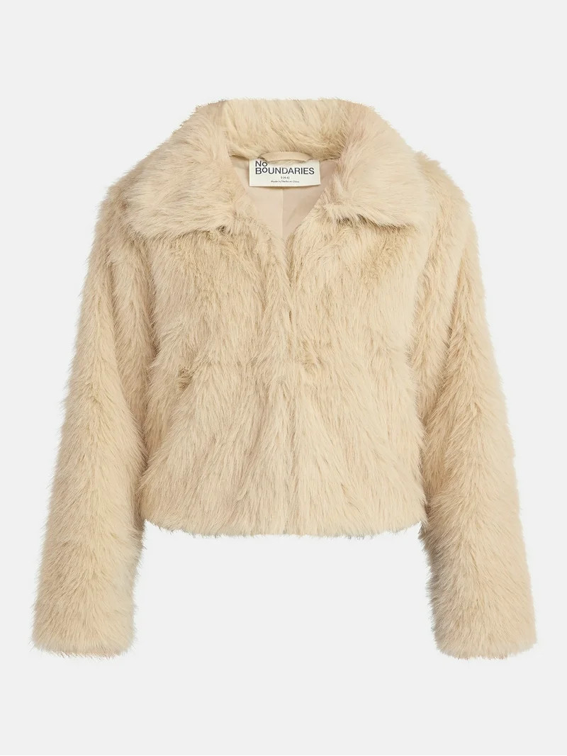 No Boundaries Faux Fur Coat, Women's and Plus | Walmart (US)