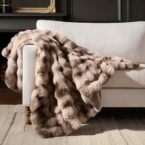 WDCOZY Luxury Bubble Throw Blanket, Faux Rabbit Fur Mink Plush Throw for Couch, Sofa and Bed, Sof... | Amazon (US)
